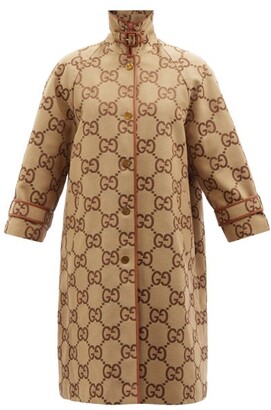 Gucci GG-supreme Cotton-blend Canvas Coat - Camel