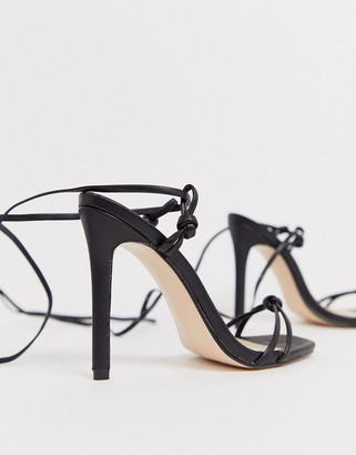 Public Desire Sincere tie up heeled sandals in black