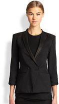 Thumbnail for your product : Helmut Lang Smoking Wool & Leather Blazer