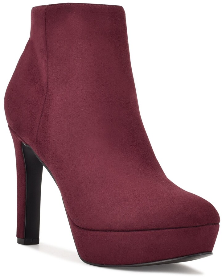 burgundy platform booties