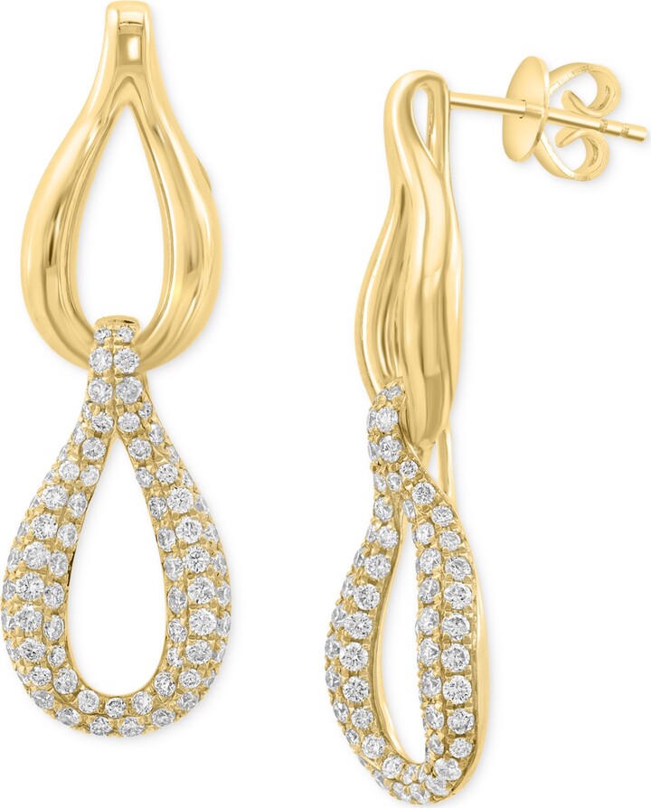 Effy Diamond Double Teardrop Earrings (1-3/8 ct. t.w.) in 14k Gold