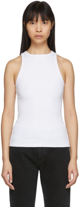 white high neck tank top
