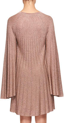 Chloé Bell-Sleeves Lurex® Pleated Mini Dress