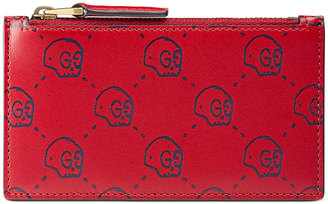 Gucci GucciGhost Skull Leather Card Case, Red