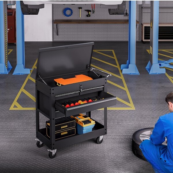 coucheta 4-DrawerwithWheelsandLockingPortableToolCabinetforGarageWorkshopMechanicToolBoxwithDrawersDetachableStorageforHomeandShop