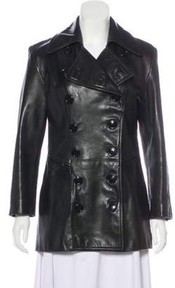Andrew Marc Leather Double-Breasted Jacket Black Leather Double-Breasted Jacket