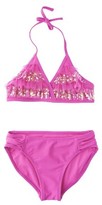 Thumbnail for your product : Xhilaration Girls' 2-Piece Ruffled Sequin Halter Bikini Swimsuit Set