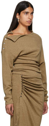 Paco Rabanne Brown Wool Off-The-Shoulder Pullover
