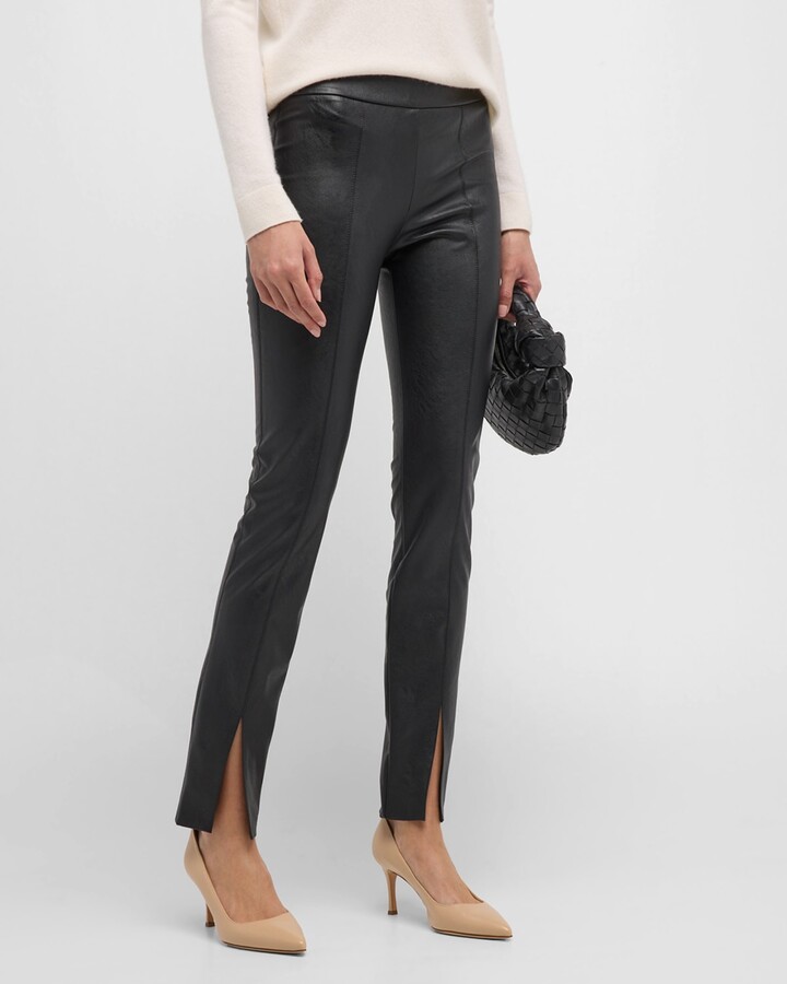 Avenue Montaigne Max Front-Slit Vegan Leather Pants - ShopStyle