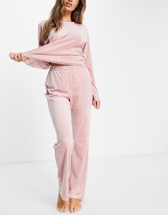 Vero Moda velour pjs in pink - ShopStyle Pajamas