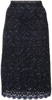 Oscar de la Renta - embroidered skirt - women - Soie/Polyester/Laine - S