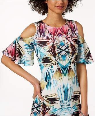Jax Abstract-Print Cold-Shoulder Midi Dress