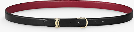 Cartier Womens Black & Cherry Red C De Leather Belt 1 Size