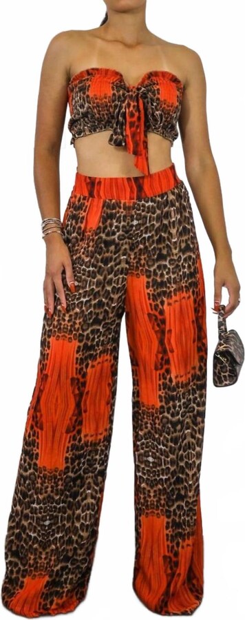 SurelyMine Leopard Color Block Pant Set In Multi
