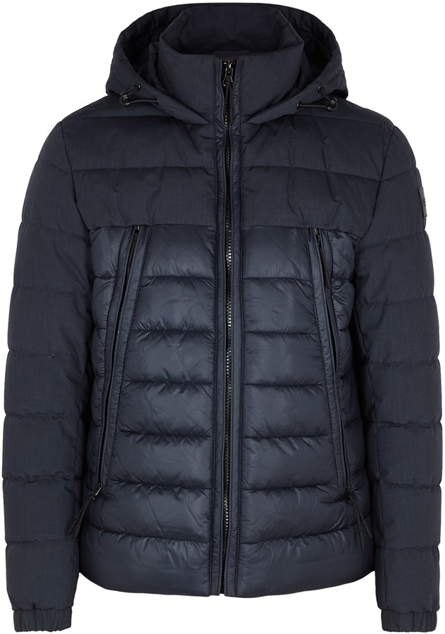 Boss Cerano navy quilted shell jacket - ShopStyle