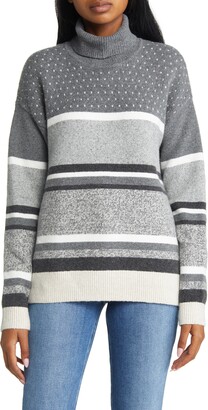 Caslon Stripe Pattern Turtleneck Sweater