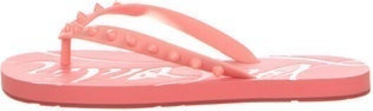 Christian Louboutin Rubber Flip Flops Pink Studded Accents Designer