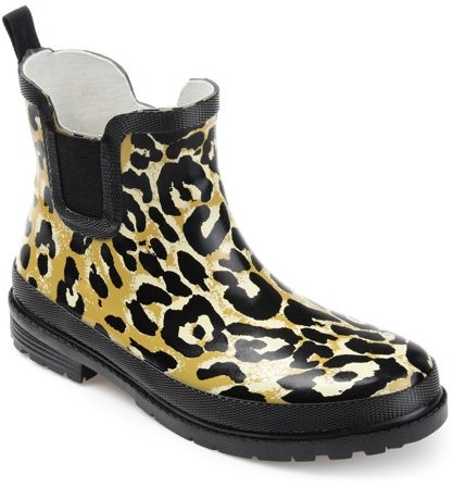 leopard ankle rain boots