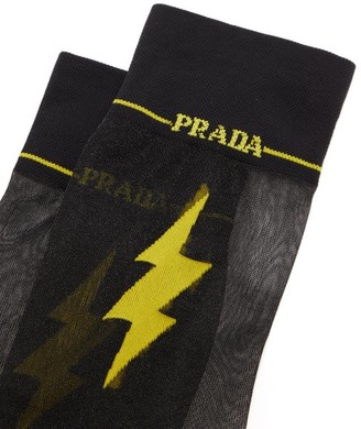 Prada Flash Intarsia-motif Sheer Socks - Black