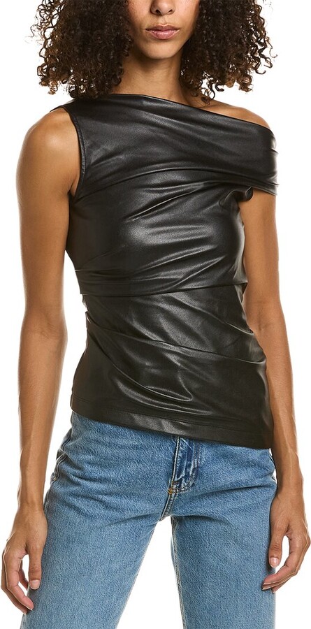 Asymmetric leather top