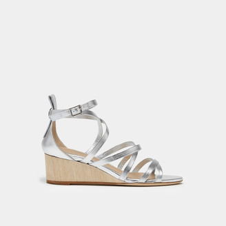silver strappy wedge sandals
