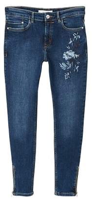 MANGO Floral embroidery slim jeans