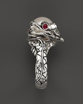Thumbnail for your product : John Hardy Naga Sterling Silver Lava Small Dragon Ring with Cultured Freshwater Pearl, Black Sapphire and African Ruby Eyes