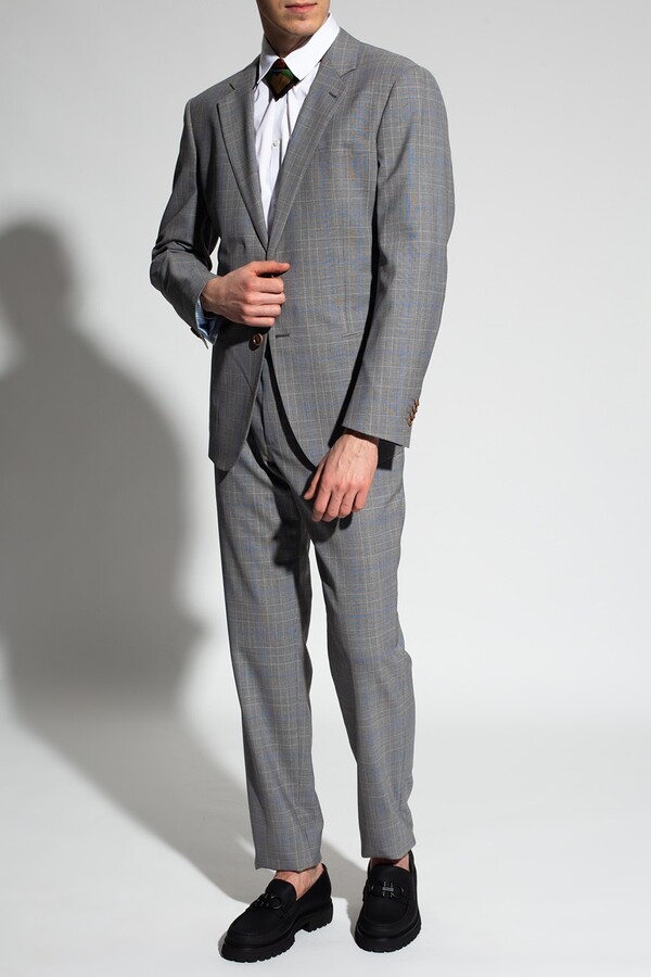 Giorgio Armani Checked Suit Men's Grey - ShopStyle