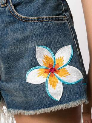 Alanui Flower Patch Denim Shorts