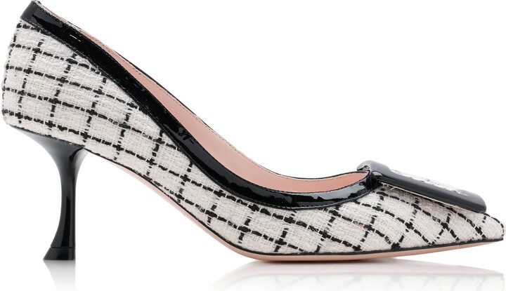 Roger Vivier Viv In The City Patent Leather-Trimmed Tweed Pumps