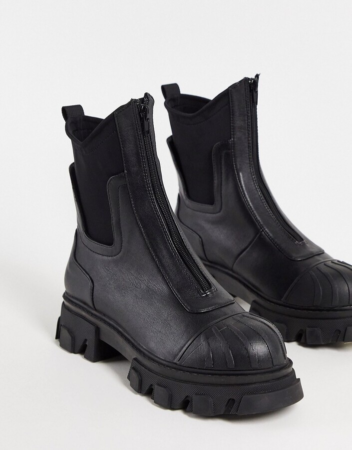 Public Desire Man Conan toe cap zip chelsea boots in black - ShopStyle