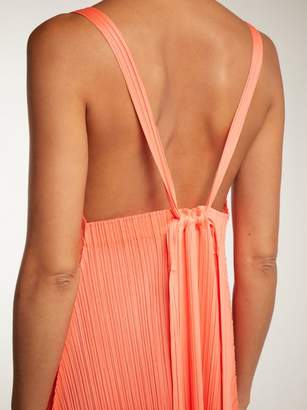 Pleats Please Issey Miyake Pleated V Neck Dress - Womens - Coral