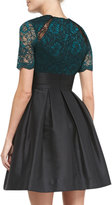Thumbnail for your product : Monique Lhuillier ML Cutout Lace Bodice Cocktail Dress