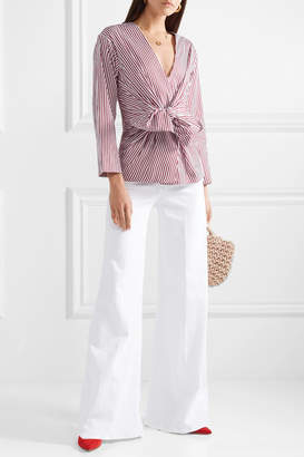 Diane von Furstenberg Tie-front Striped Cotton-poplin Shirt