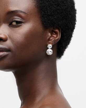Stud earrings - Metal & strass, ruthenium, gray & crystal — Fashion