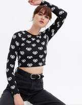 Thumbnail for your product : New Look 00's heart print long sleeve top in black