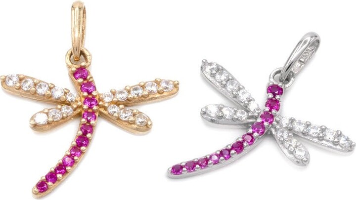 Etsy 0.40Ct Created Diamond & Ruby Dragonfly Pendant Solid 14K Yellow Gold Charm