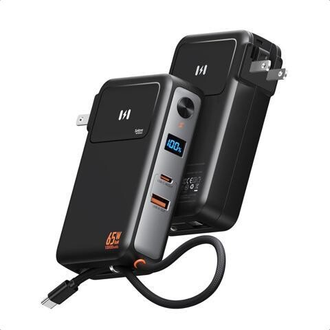 WESTWAY Fast Charging Portable Charger Power Bank 10,000mAh PD35W USB-C Battery Pack with 65W GaN Wall Charger, Built in USB C Cable for iPhone 16/1514/13...