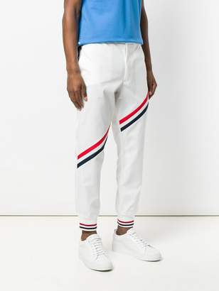 Thom Browne Unconstructed Side Tab Rib Knit Track Trouser With Seamed In Diagonal Stripe In Nylon Tech