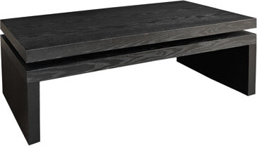 Modern 47.6" L * 23.6" W 16.3" H Rectangle Black Ash Wood 2 - Tiered Coffee Table, For Living Room And Dining Room, Industrial Style, Visible Grain, P
