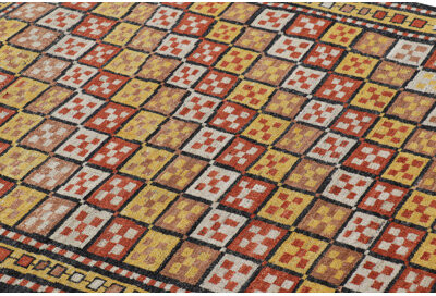 Rug & Kilim's Modern Kurdish Style Rug In Gold With Colorful Geometric Patterns