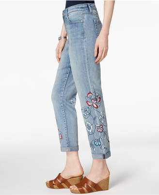 Style&Co. Style & Co Embroidered Boyfriend Jeans, Created for Macy's