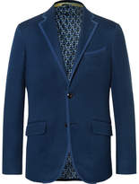 Thumbnail for your product : Etro Blue Slim-Fit Textured-Cotton Blazer