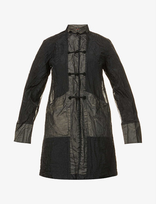 Black Comme Des Garcon Mandarin-collar sheer shell jacket
