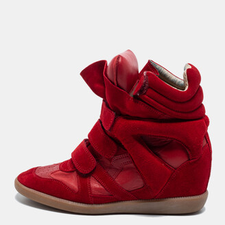 Isabel Marant Red Suede and Wedge Sneakers Size 39 ShopStyle