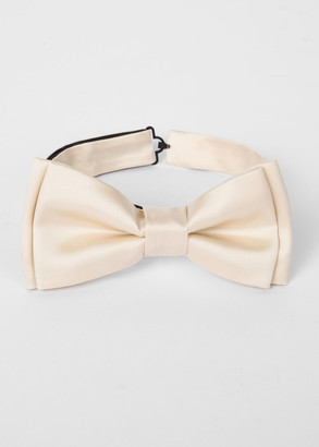 Men's Cream Plain Silk Pre-Tied Bow Tie