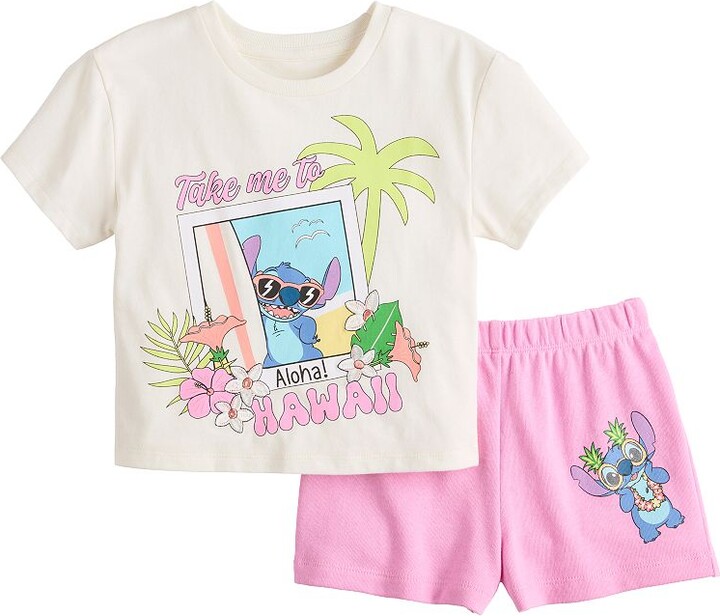 Disney's Lilo & Stitch Aloha Take Me To Hawaii Baby & Toddler 2 Piece Graphic Tee & Shorts Set