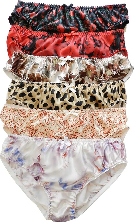 Women's Silk String Bikini Panties Underwear Size:S M L XL XXL Floral 