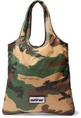 Off-White Off White Leather-Trimmed Camouflage-Print Canvas Tote Bag - Men - Green