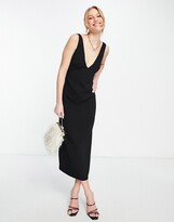 Thumbnail for your product : ASOS DESIGN bias cut plunge midi dress in ribbed crepe